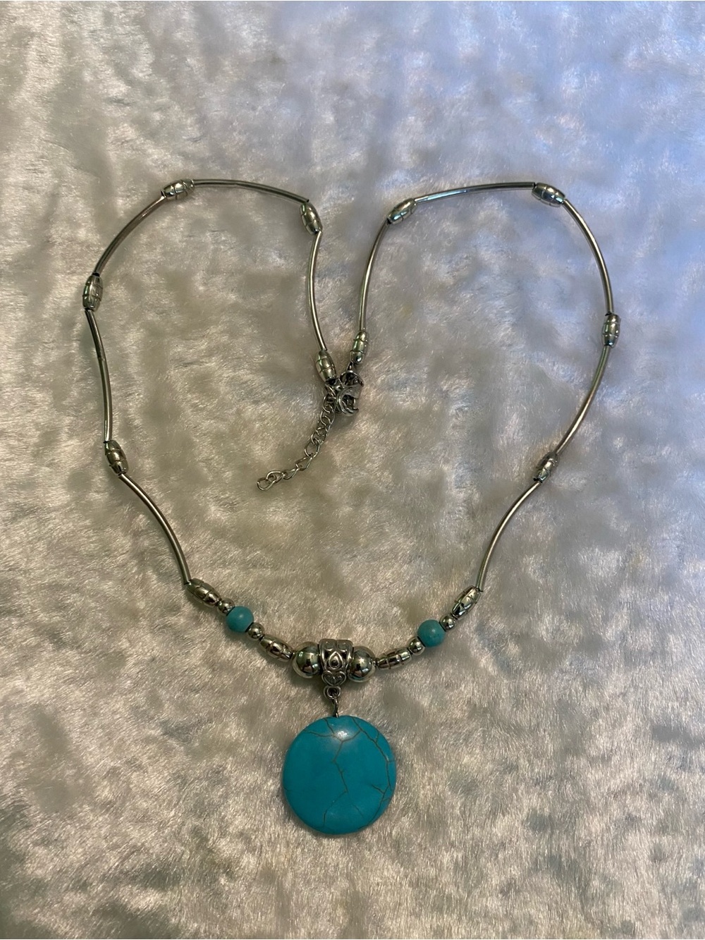 🍀Silver Necklace with Turquoise Pendant